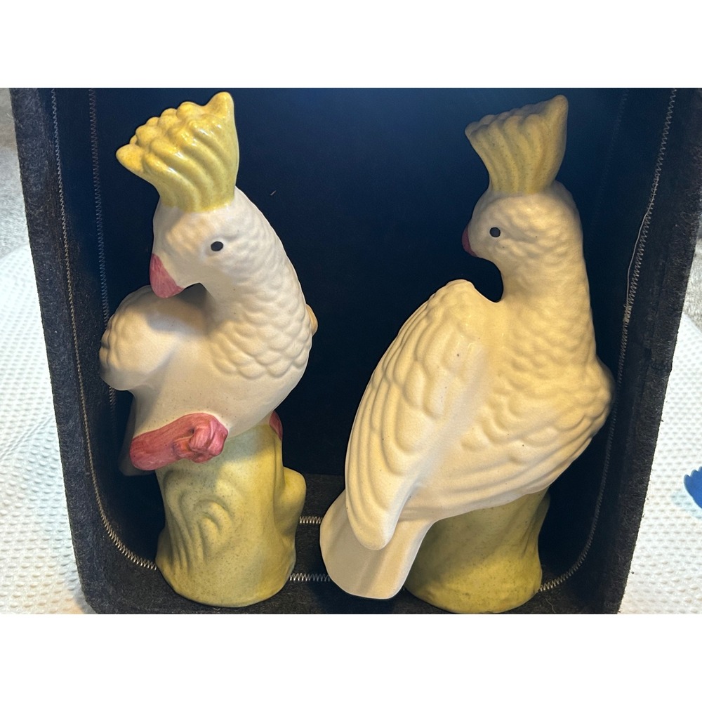Vintage Set Chinese Porcelain Parrot Figurines Birds Cockatoo (10 Pounds) 13.25"